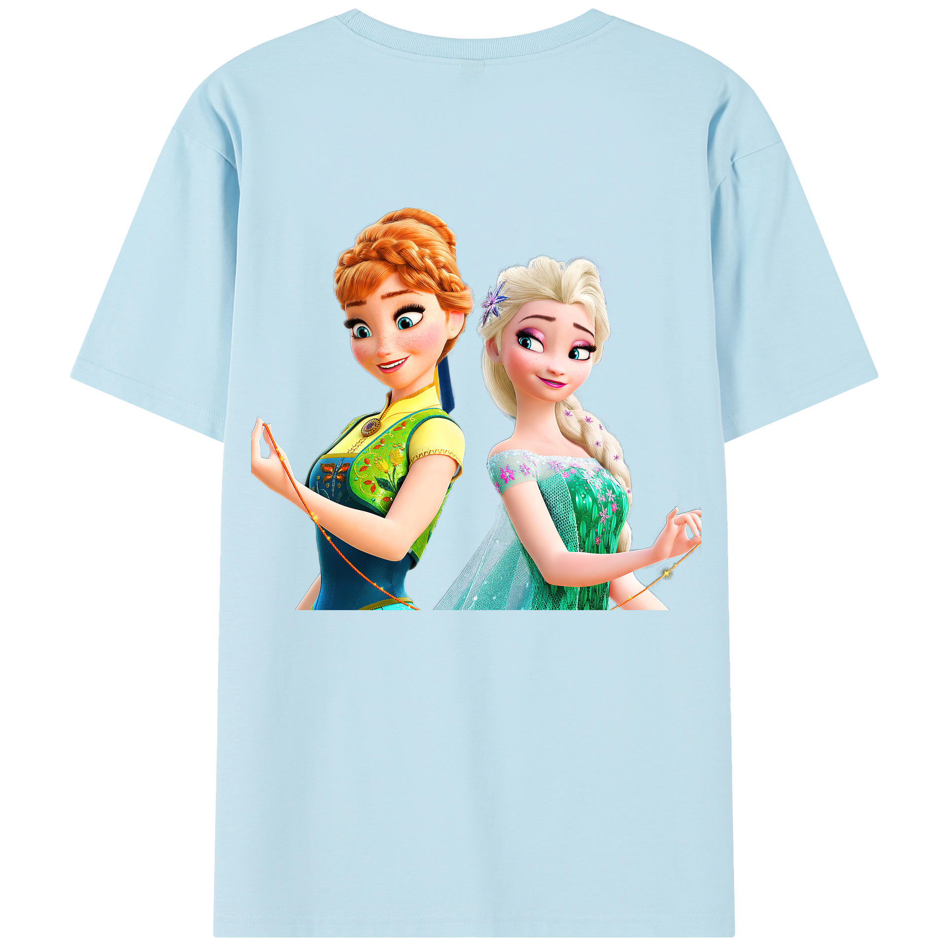 （画像用） アナと雪の女王 アンナ エルサ Frozen Anna Elsa 綿100％半袖Tシャツ（背面プリント）